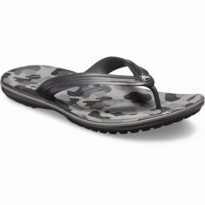 Crocs Bayan Parmak Arası Terlik | Crocs Crocband Seasonal Graphic - SiyahGri, Boyut 36-44